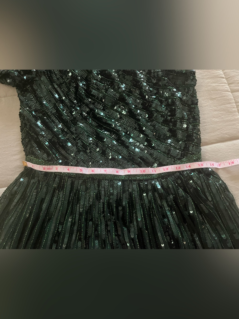 Mac Duggal One-Shoulder Green Sequin Dress - Picture 8 of 12